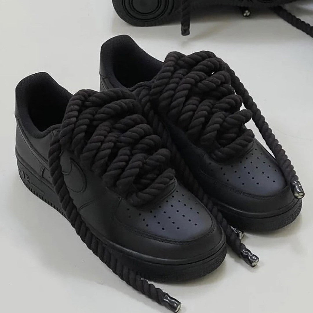 AF1 Custom Rope Laces Full Black by RealRope
